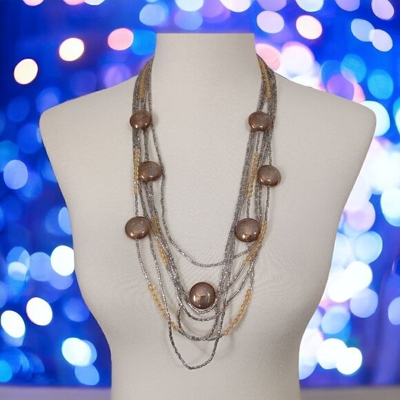 STUDIO GI Venetian Art Glass Necklace Italy Multi Strand 30" Boho Gypsy Flapper. - Picture 11 of 16
